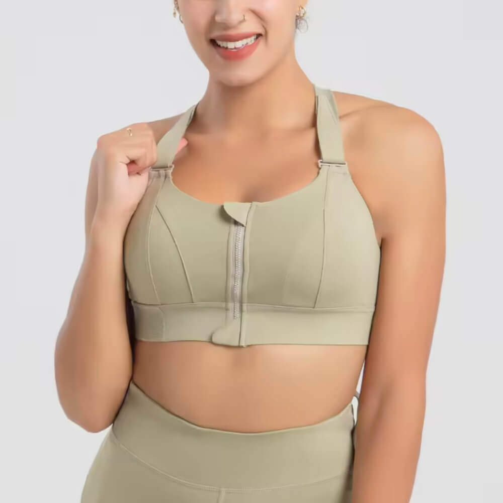 Grüner Ettos Active Bra mit Vorderverschluss, stilvoll und funktional