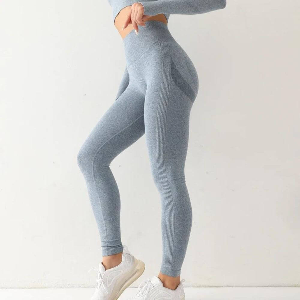 Figurformende Leggings in Blau mit hoher Taille für eine schlanke Silhouette