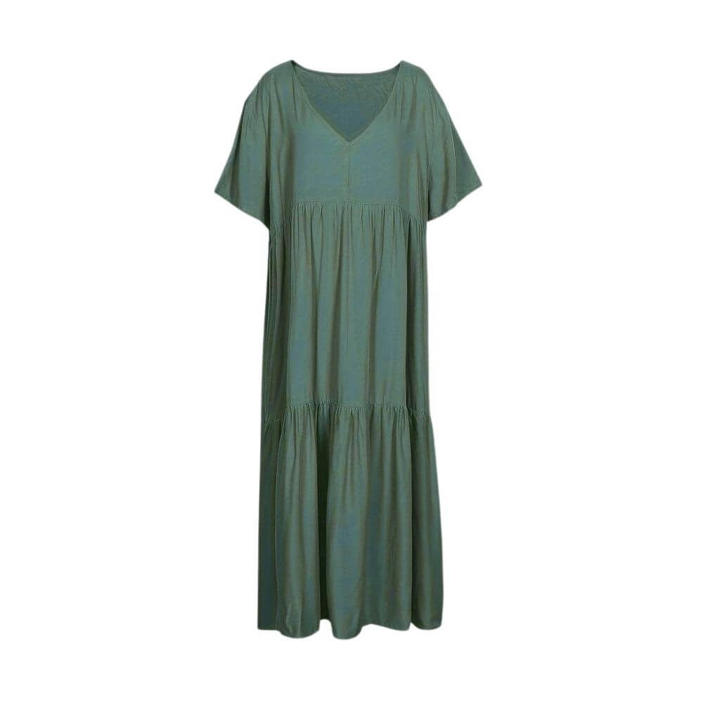Grünes Coraline Sommerkleid, leicht und atmungsaktiv, bietet einen angenehmen Tragekomfort und schmeichelt jeder Figur.