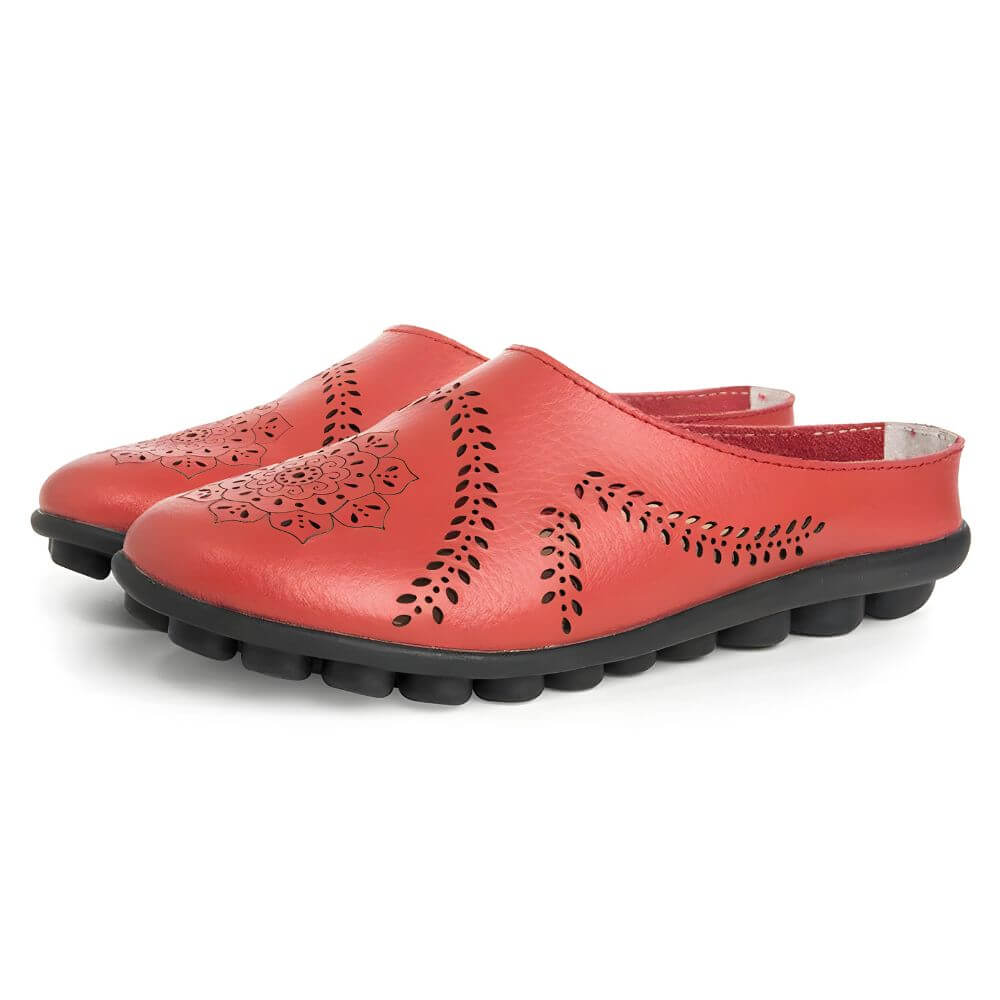 Rote Damen-Slipper FlexWander mit orthopädischer Unterstützung