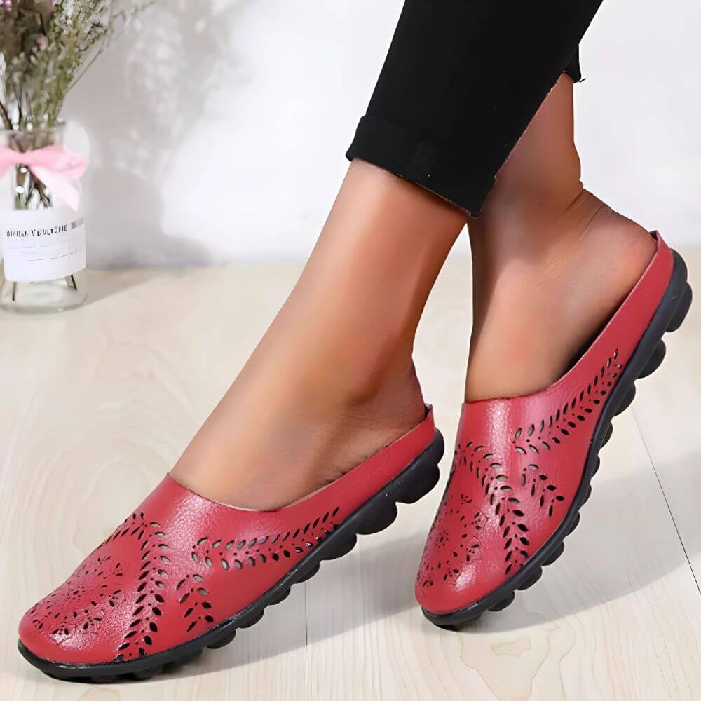 Orthopädische FlexWander Slipper für Damen in kräftigem Rot