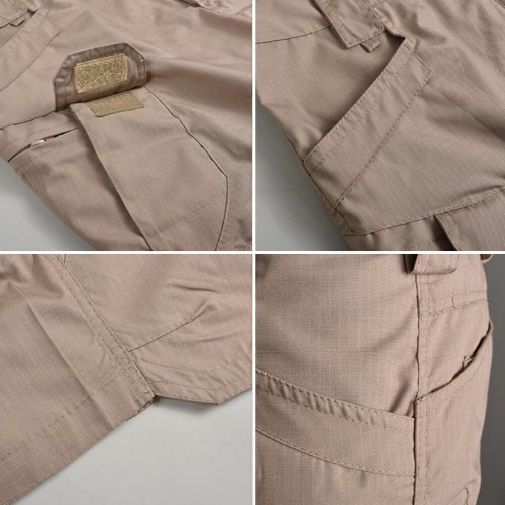 Robuste braune Cargo-Shorts mit verstärkten Nähten und mehreren Taschen – ideal für den täglichen Gebrauch.