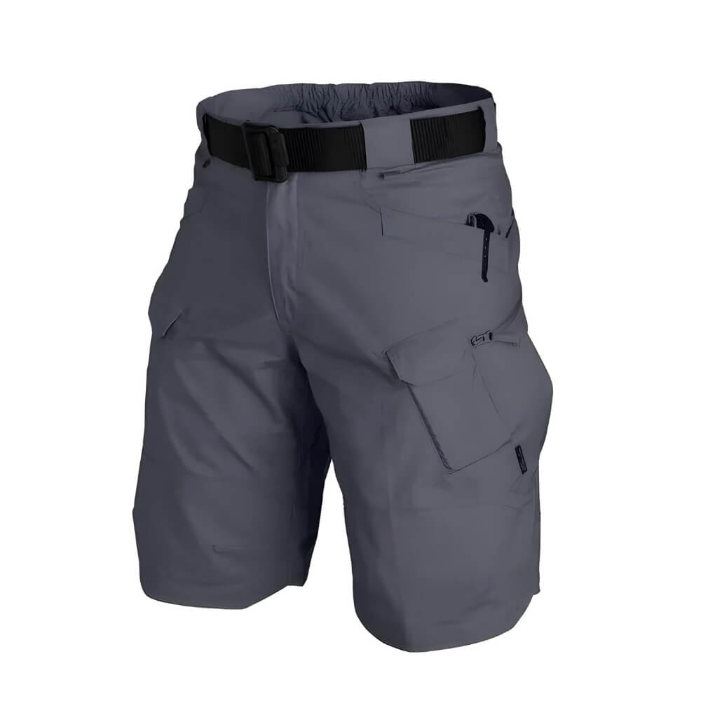 Graue Cargo-Shorts für Herren mit funktionalen Taschen – bequem und strapazierfähig für Alltag und Abenteuer.