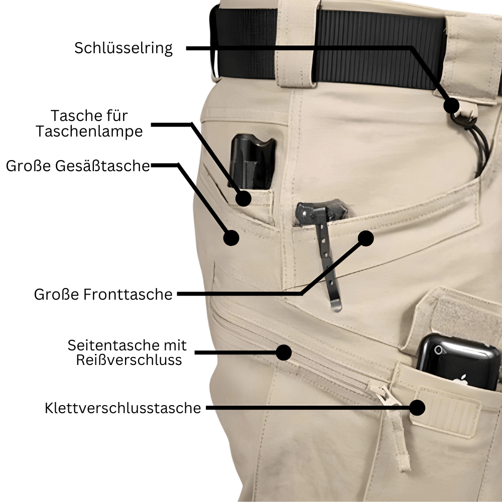 Atmungsaktive Cargoshorts in Khaki mit strapazierfähigem Stoff und praktischen Taschen.