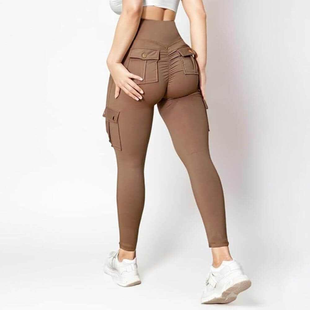 Beige Shaping-Leggings mit hoher Taille – Figurbetonend und ultrabequem.