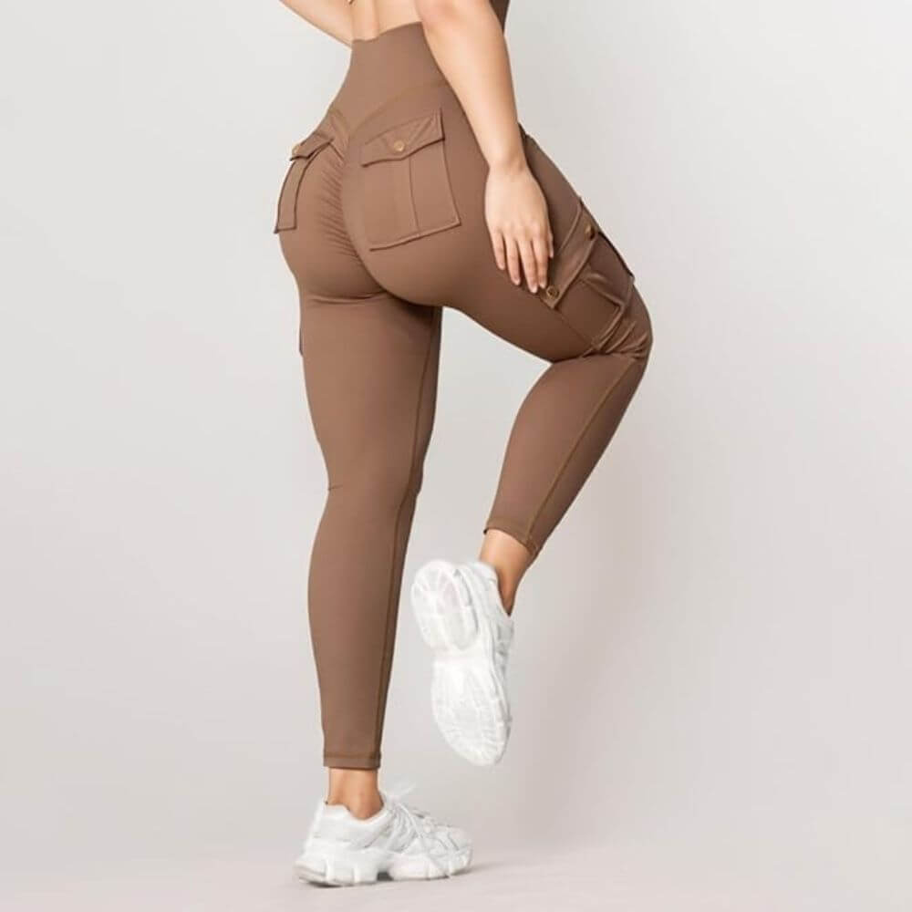 Beige Shaping-Leggings mit hoher Taille – Figurbetonend und ultrabequem.