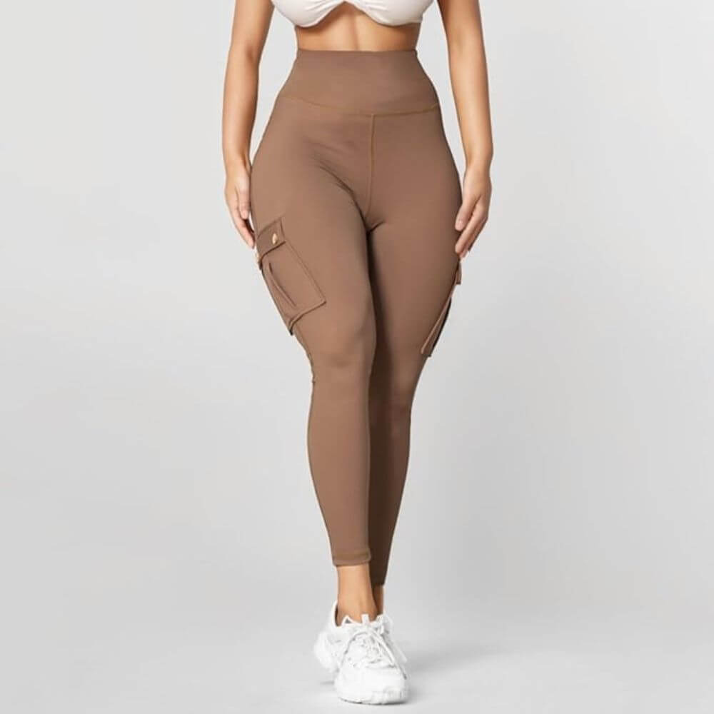 Beige Shaping-Leggings mit hoher Taille – Figurbetonend und ultrabequem.