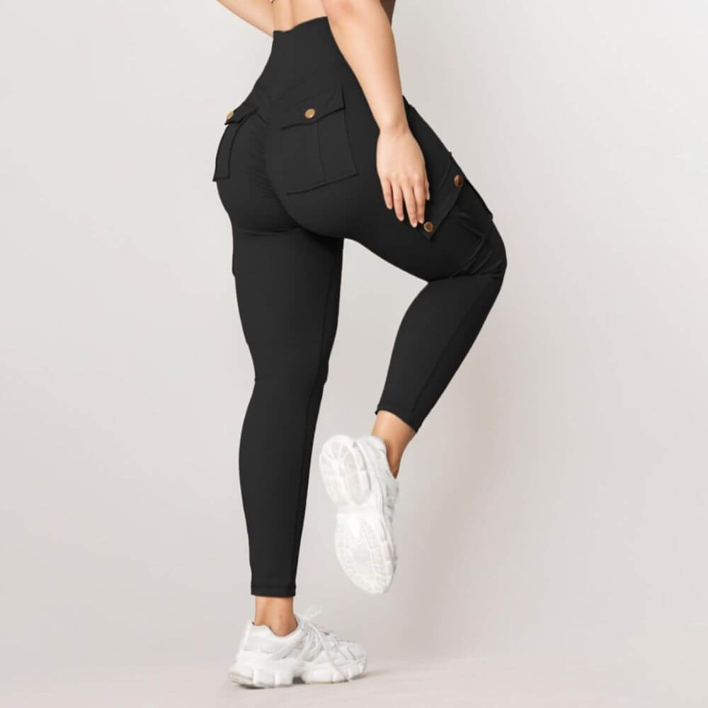 Komfortable schwarze Leggings mit praktischen Taschen – Stilvoll und funktional.
