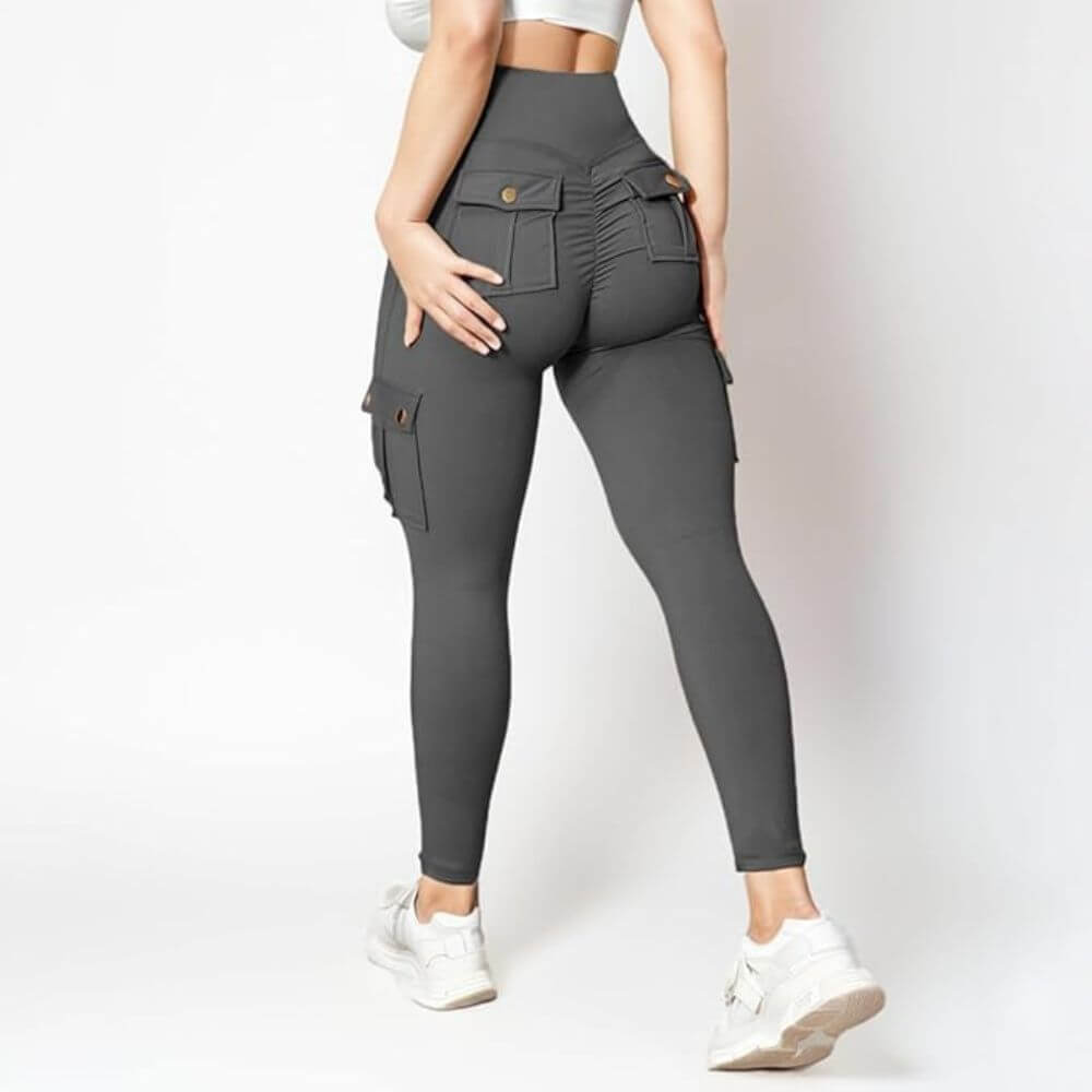 Elastische High-Waist-Leggings in Grau – Dehnbar, atmungsaktiv und funktional.