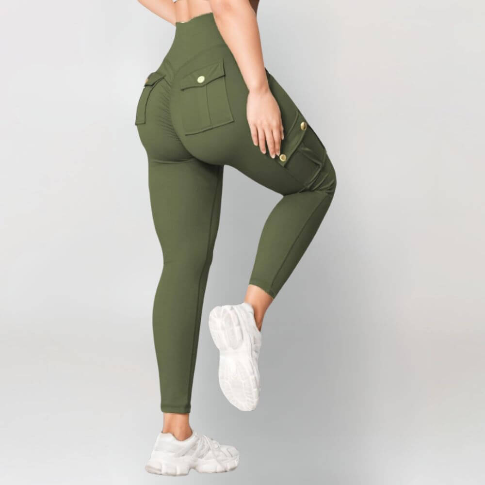Grüne Shaping-Leggings mit Stretch-Stoff – Bequem und figurbetonend.