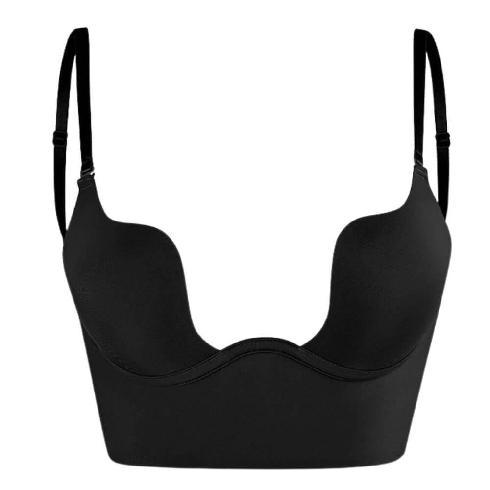 Rückenfreier Push-Up BH LuftBra unter trägerlosem Abendkleid für unsichtbaren Halt