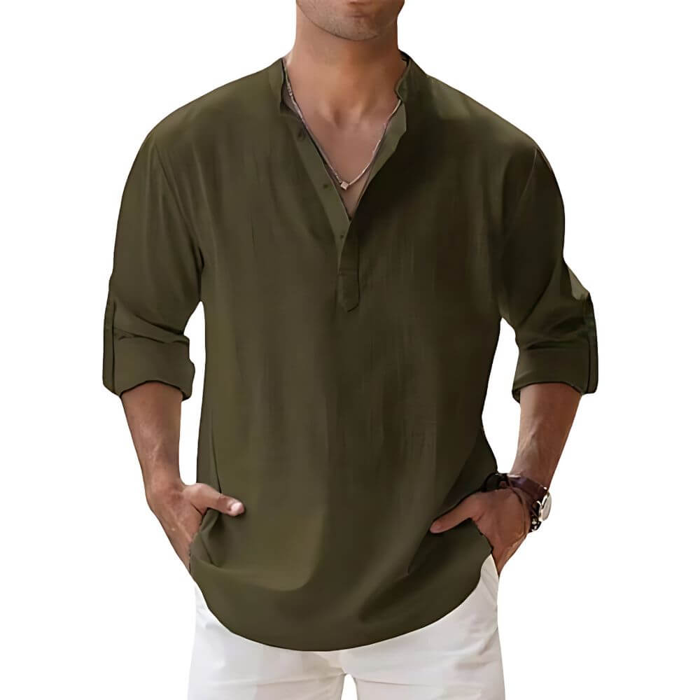 Armygrünes Leinenhemd Herren – robuster Look trifft Sommerkomfort