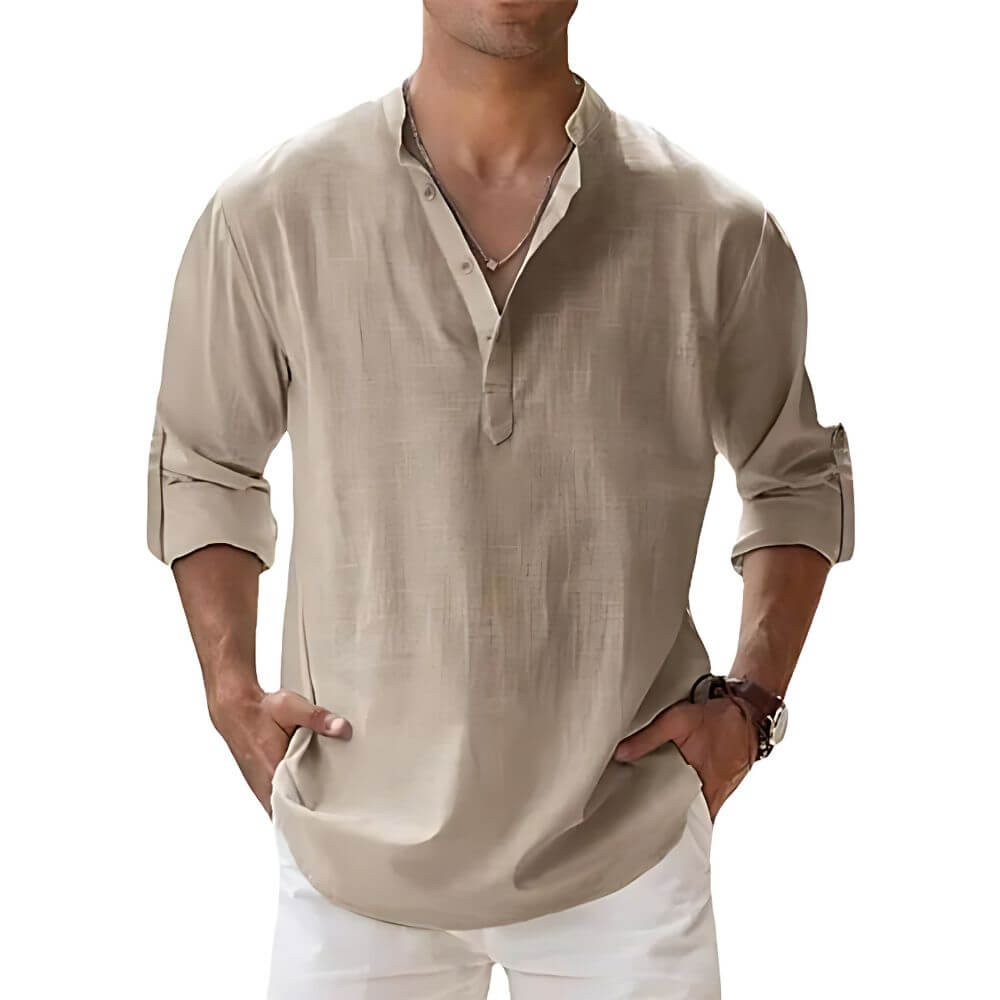 Beige Leinenhemd Herren – stilvoll & leicht für warme Tage