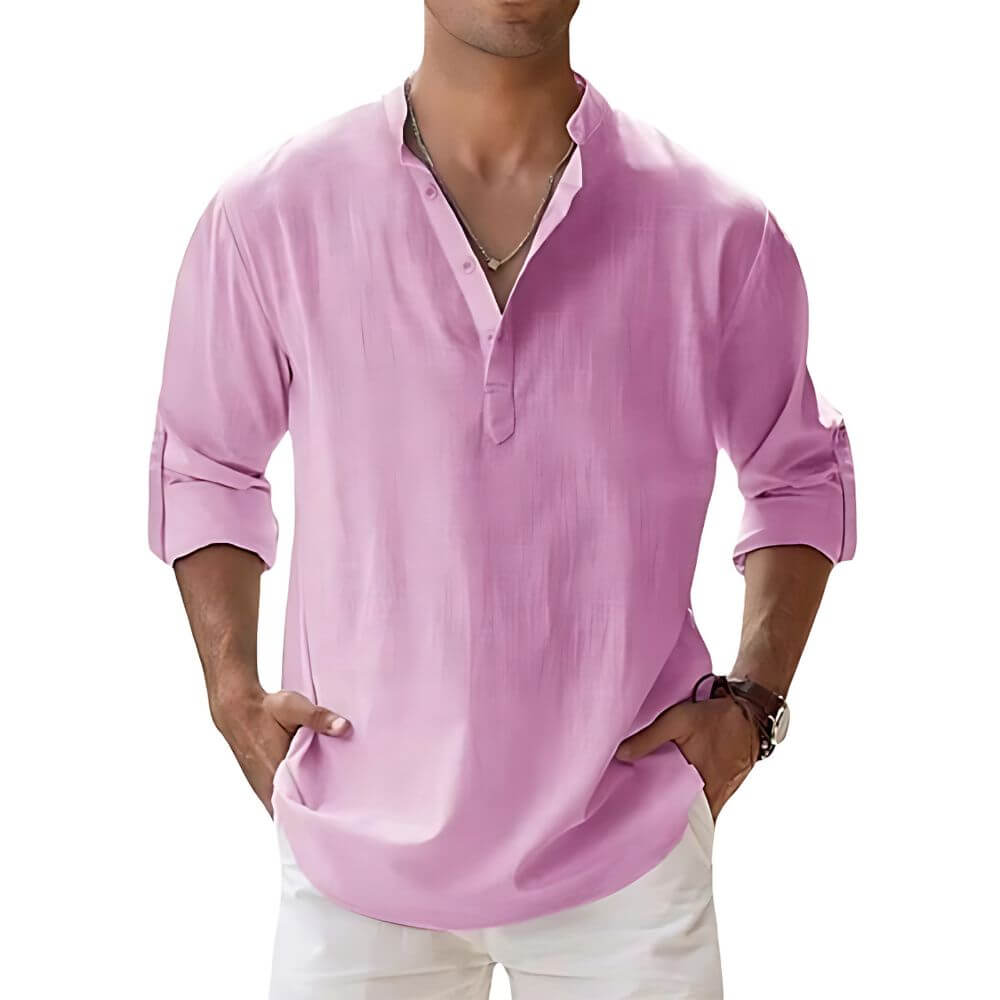 Rolf Leinenhemd Herren Rosa – modisch & sommerlich