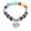 Chakra Armband mit Herz Anhänger Elastisch Multicolor