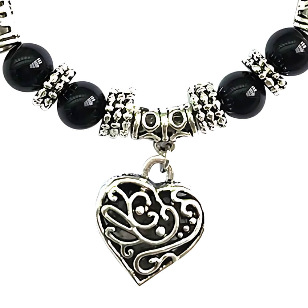 Chakra Armband mit Herz Anhänger Elastisch Multicolor