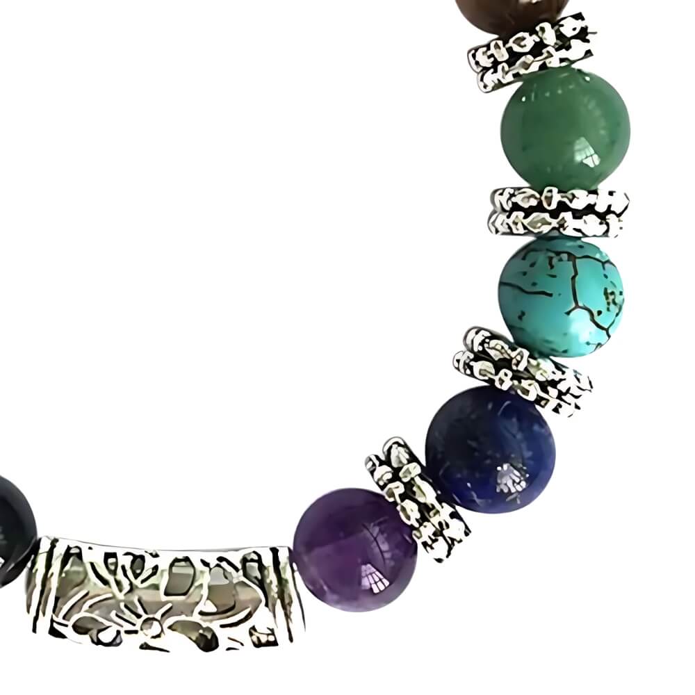Chakra Armband mit Herz Anhänger Elastisch Multicolor