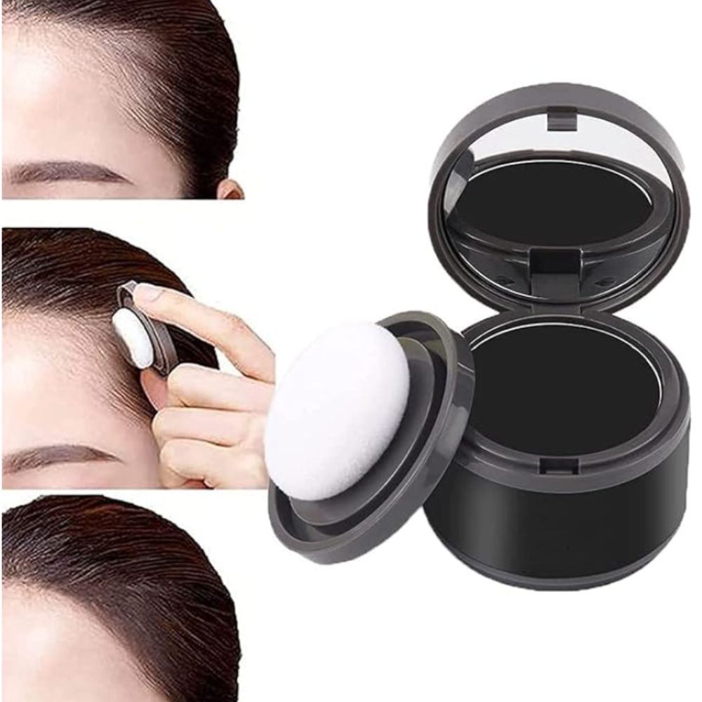 Ettos ColorFix Haarpuder Schwarz – Abdeckpuder für Haaransatz und lichte Stellen, einfach aufzutragen mit Schwamm-Applikator, wasserfest & langanhaltend.