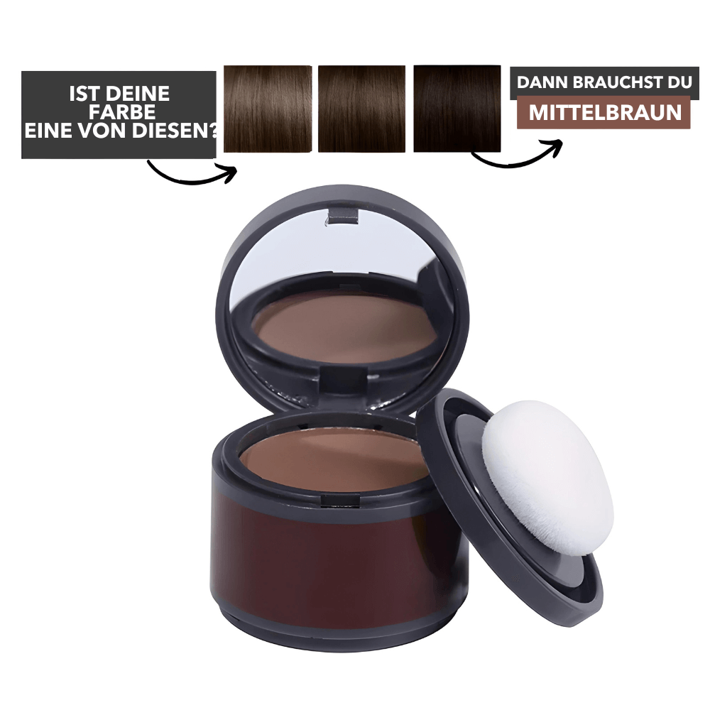  Ansatzpuder in Mittelbraun für eine vollere, gleichmäßigere Haarfarbe