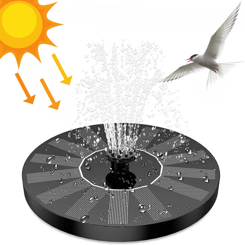 Solarbetriebener Springbrunnen mit Vogel und starker Wasserfontäne – ideal für Gartenteiche.