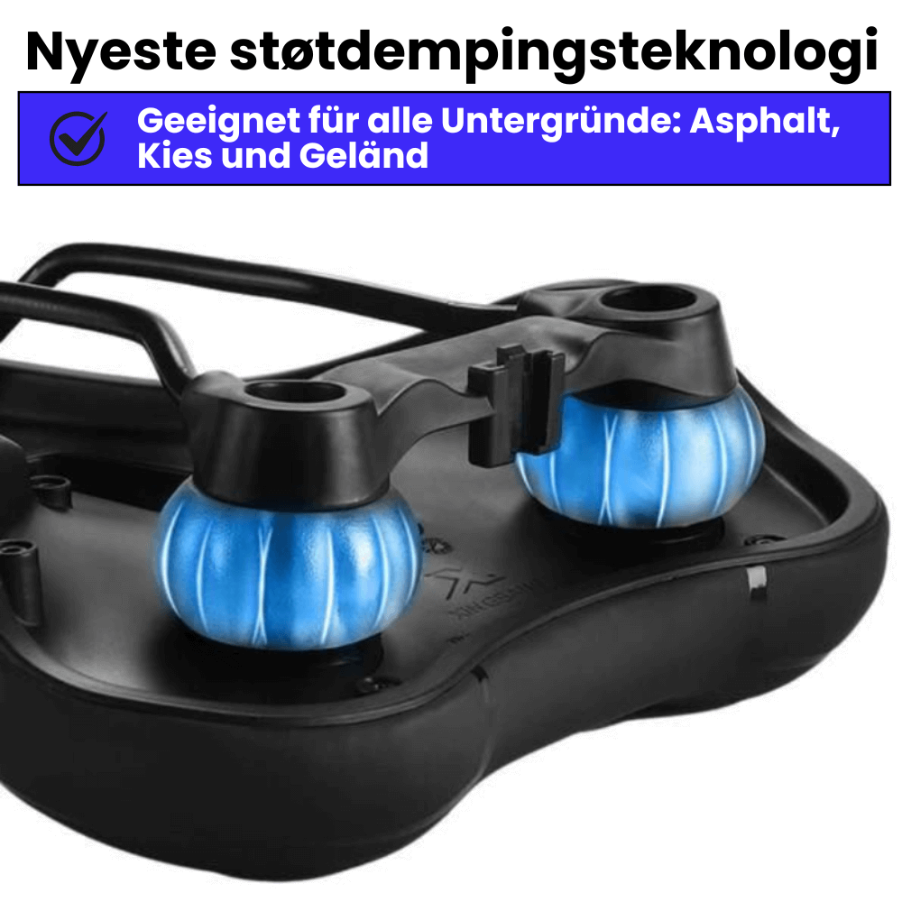 Stoßdämpfender Gel-Fahrradsattel – geeignet für Asphalt, Kies und Gelände.