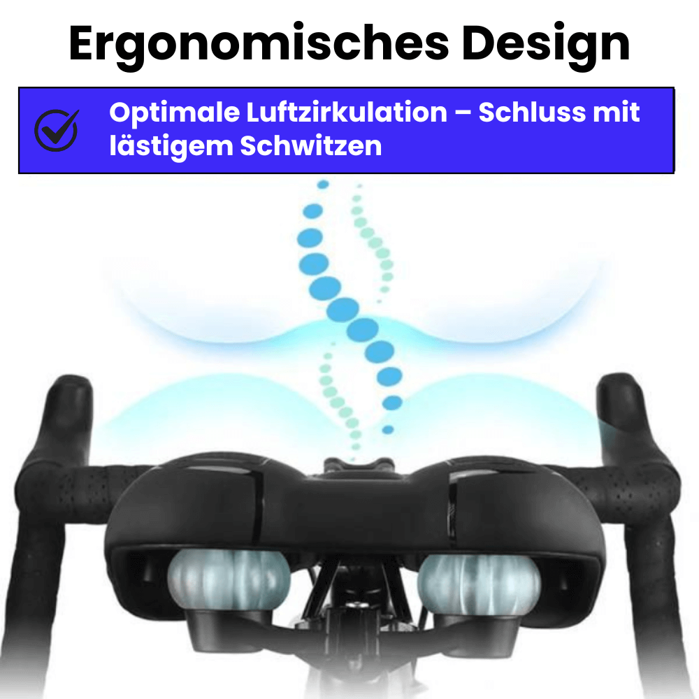 Ergonomischer Fahrradsattel mit Luftzirkulation zur Vermeidung von Schwitzen beim Radfahren.