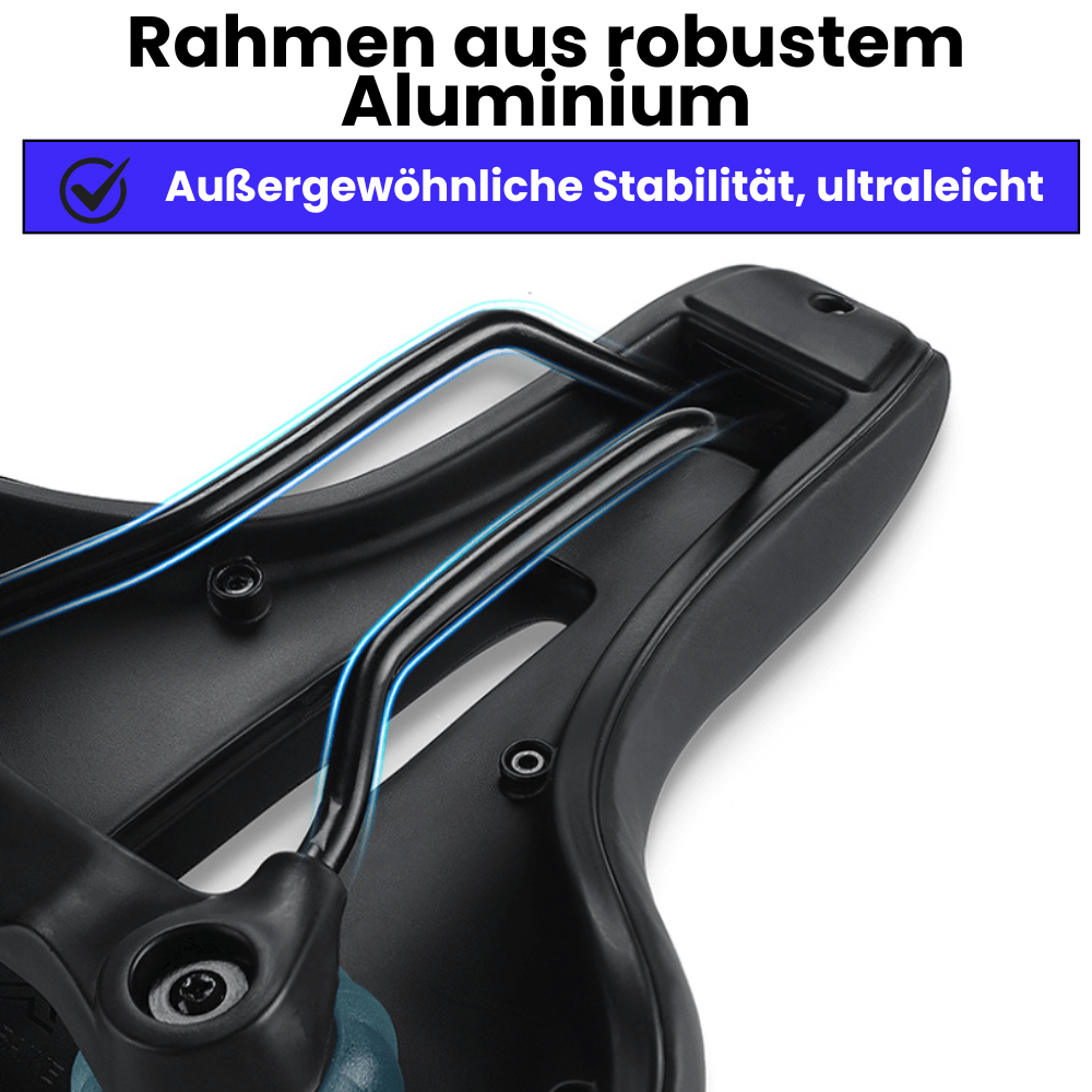 Innovative Stoßdämpfer unter dem Fahrradsattel – ideal für Asphalt, Kies und Gelände.