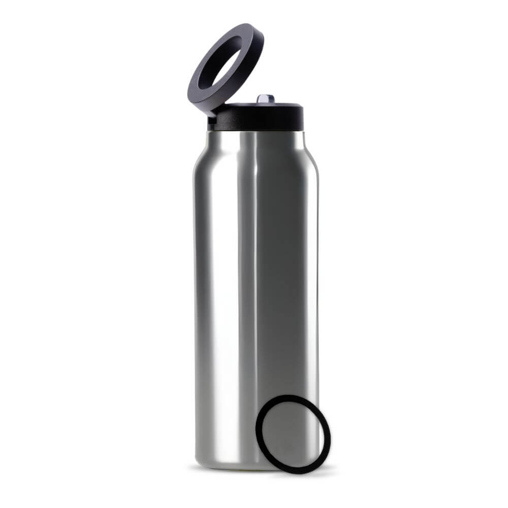 Edelstahl-Trinkflasche mit magnetischem Ringhalter – hält Getränke 24 Stunden kalt oder 12 Stunden heiß.