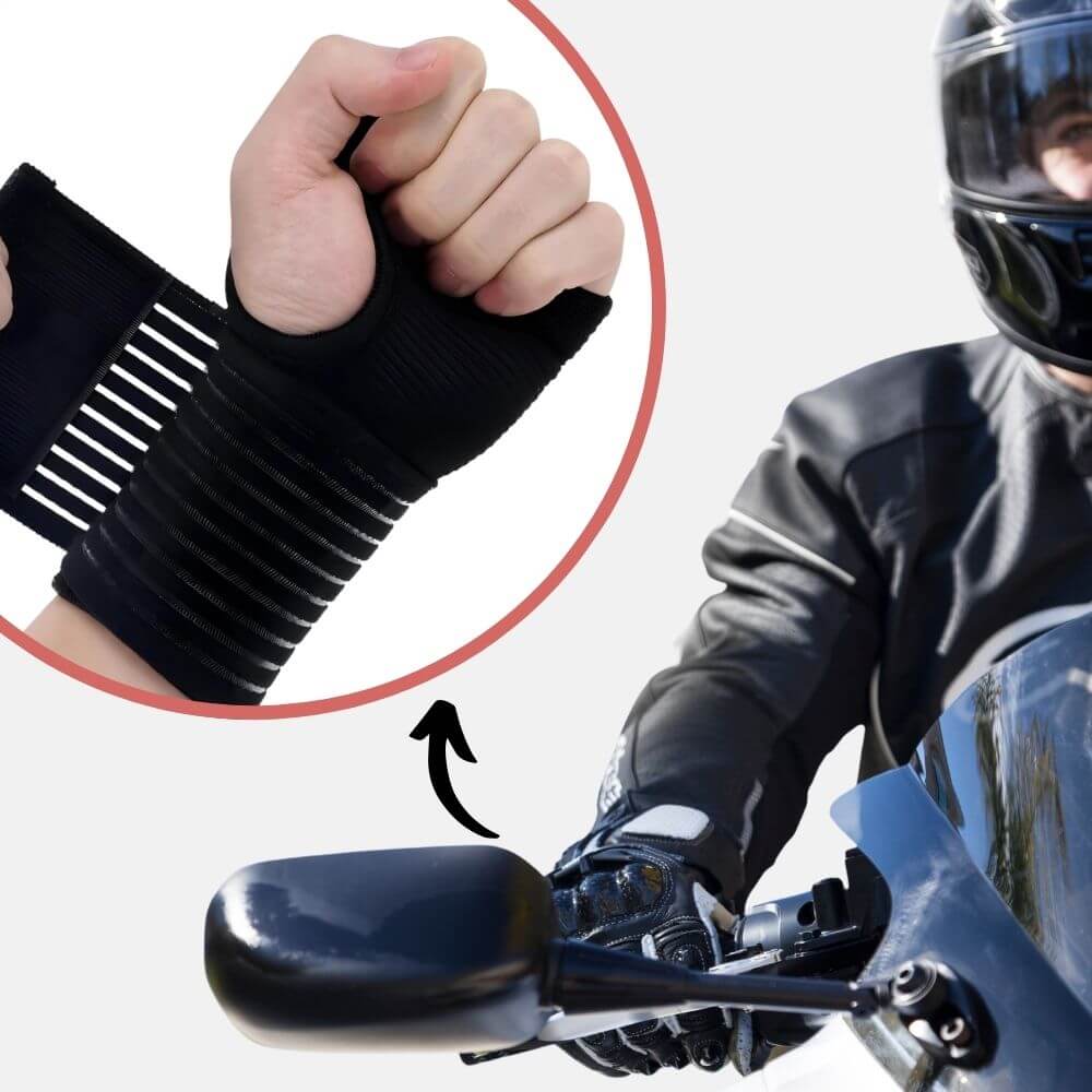 GripStark Handgelenkbandage Schwarz für Motorradfahrer – Kompression und Stabilität beim Fahren