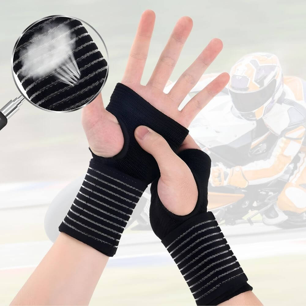 Hochwertige Handgelenkbandage GripStark Schwarz – Unterstützung für Motorradfahrer bei langen Fahrten