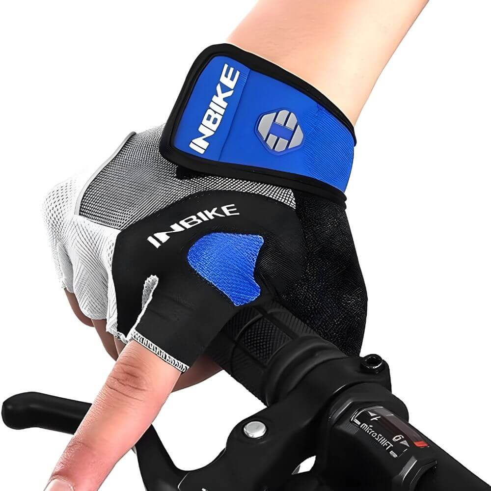 Blaue GripWerk Fahrradhandschuhe mit Gelpolsterung für ein komfortables Fahrerlebnis