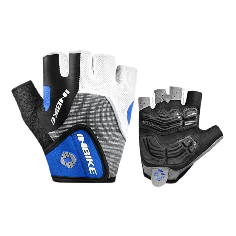 Stylische blaue Radhandschuhe mit atmungsaktivem Mesh für heiße Tage