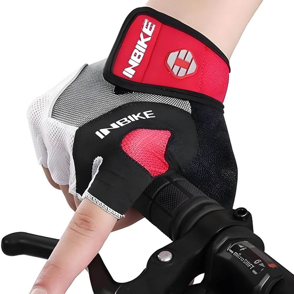 Ergonomisch geformte rote Gelhandschuhe für sicheres Radfahren auf jedem Terrain