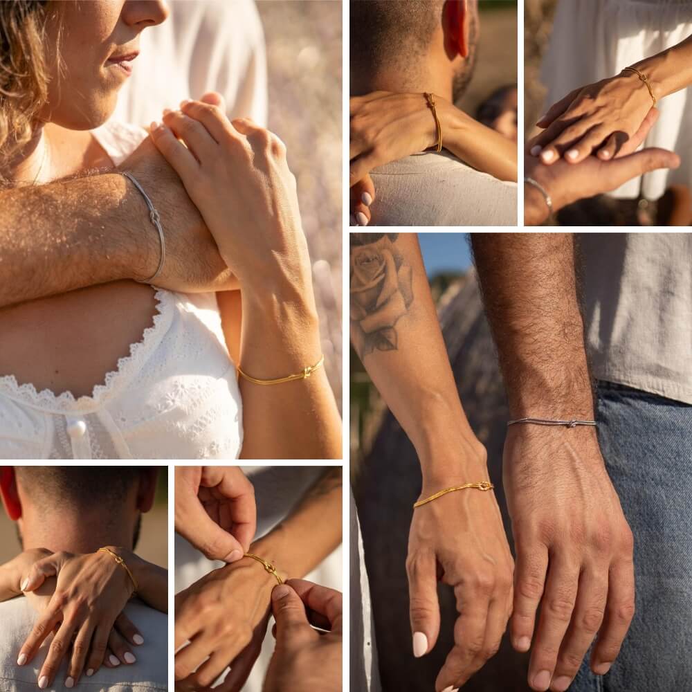 Gold- und silberne Knotenarmbänder – Perfekt als Geschenk für besondere Anlässe wie Jahrestage oder Valentinstag.