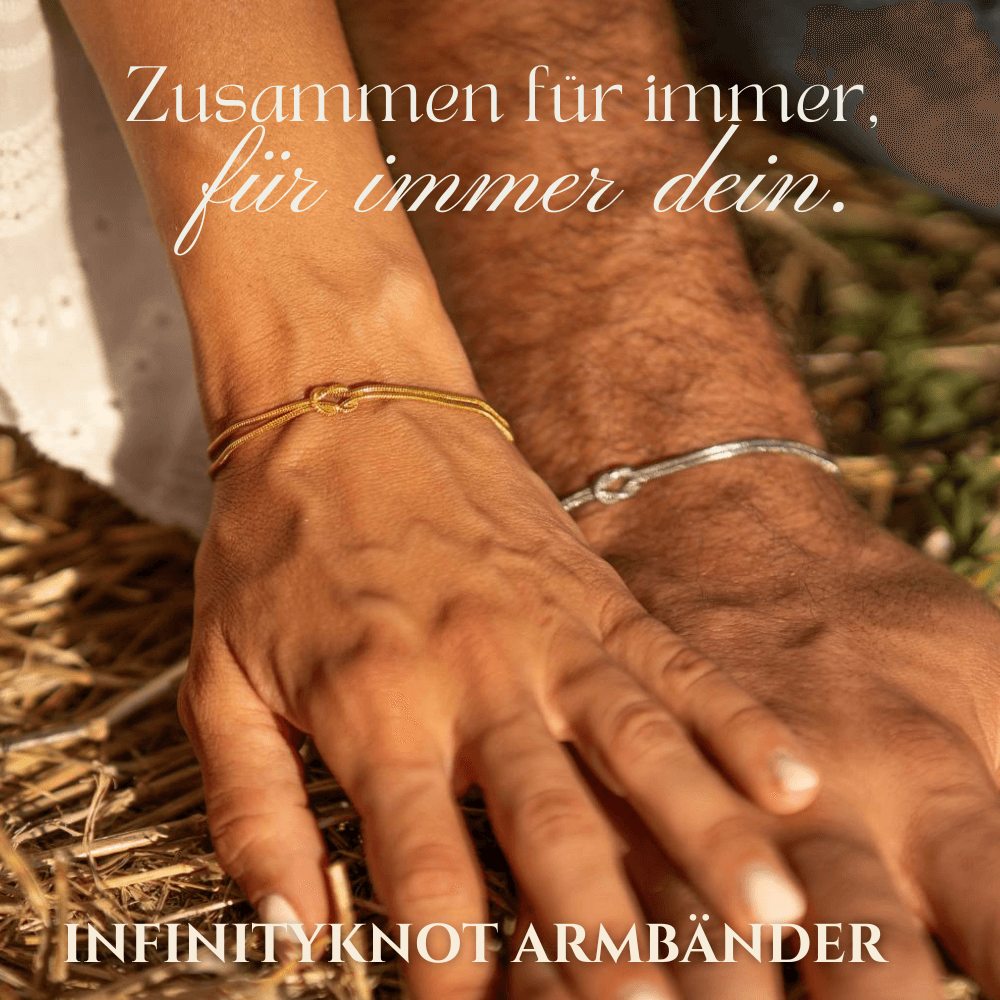 Infinity-Knoten-Armbänder in drei Farben – Gold, Silber und Roségold für stilbewusste Schmuckliebhaber.