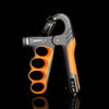 Orangefarbener verstellbarer Handtrainer für Krafttraining, mit rutschfestem Griff und Widerstandsanpassung.