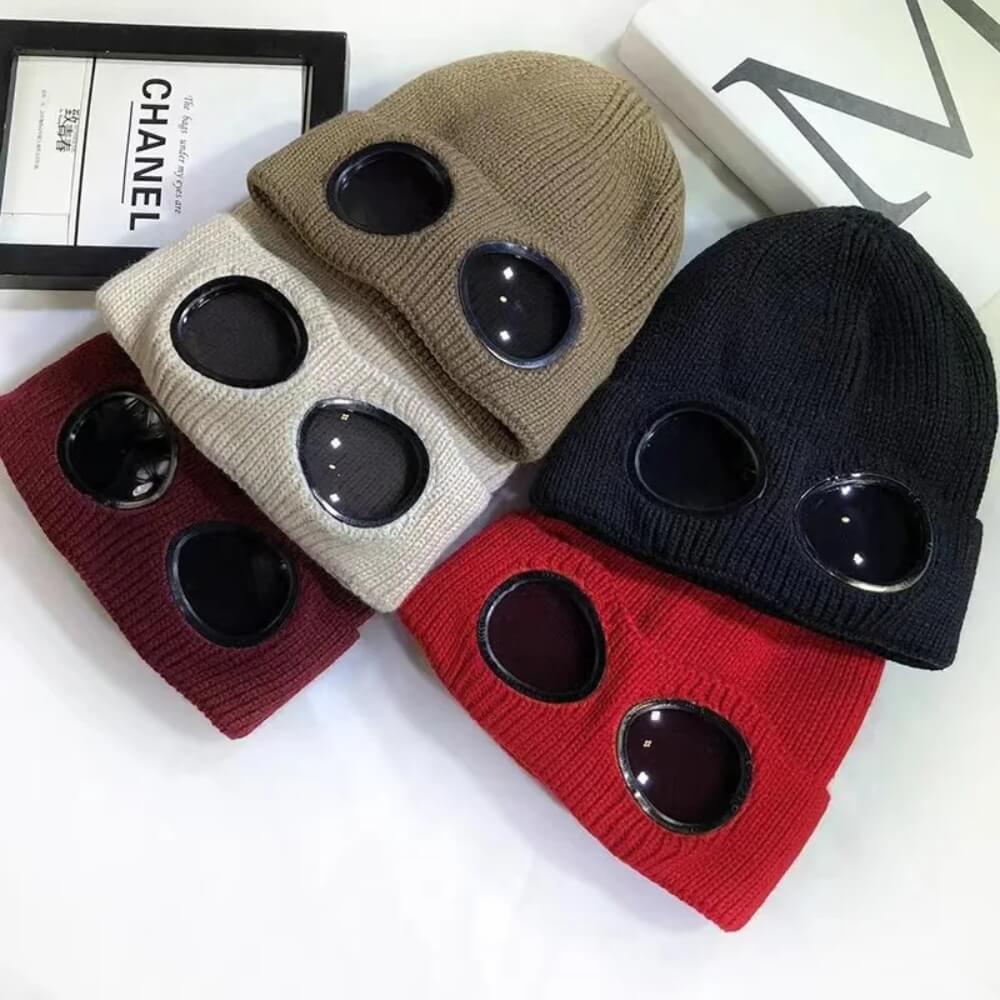 Beanie mit Brilleneinsatz Unisex Rot Strick
