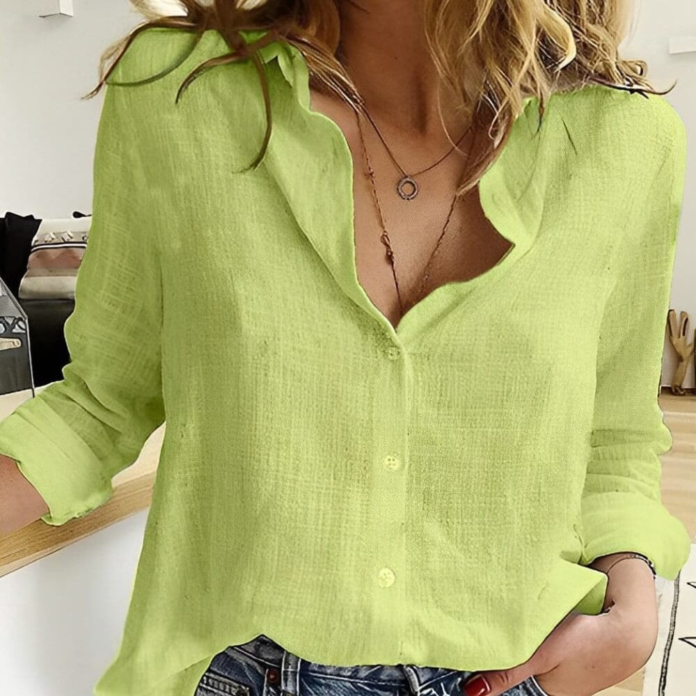 Damenbluse Gelb | Lässig geschnittene Hemdbluse mit Knöpfen