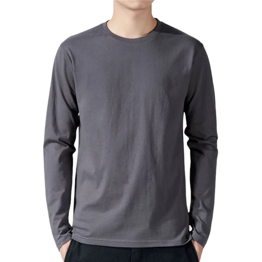 Langarmshirt Herren V-Ausschnitt Slim Fit Schwarz Langarm