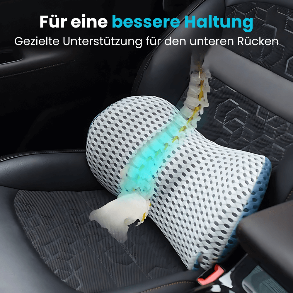 Atmungsaktives Lordosekissen zur Verbesserung der Haltung und Entlastung des Rückens.