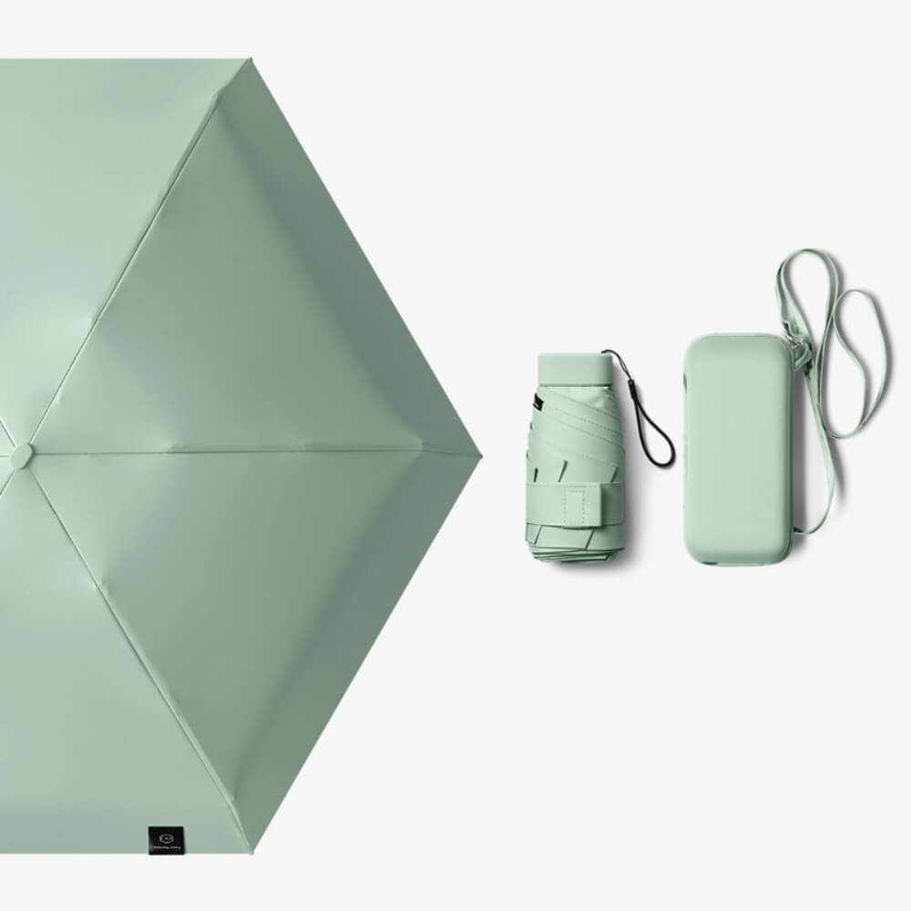 Faltbarer Regenschirm in Mintgrün mit UV-Schutz – ideal für Reisen