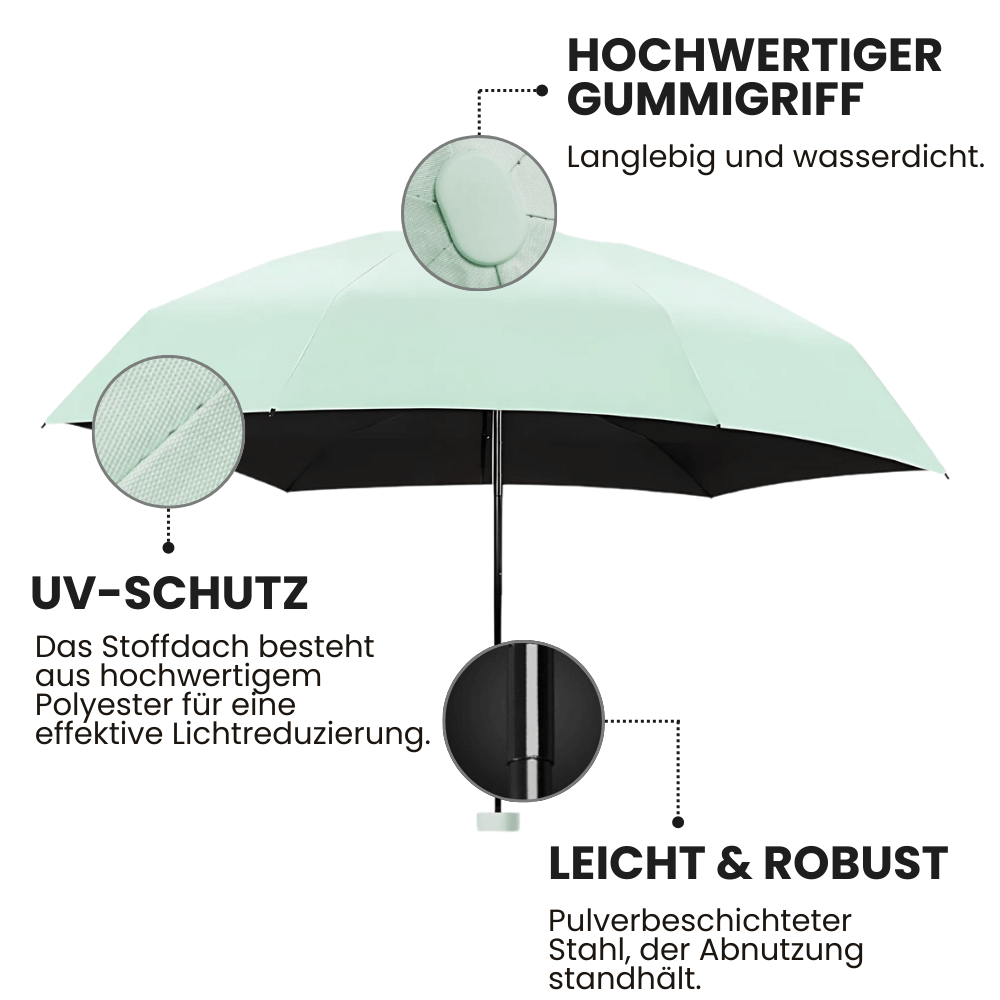 Leichter Regenschirm in Mintgrün – winddicht, wasserdicht und UV-beständig
