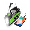 Notfallradio mit Kurbel, Solarladefunktion und USB-Anschluss zum Aufladen von Smartphones.