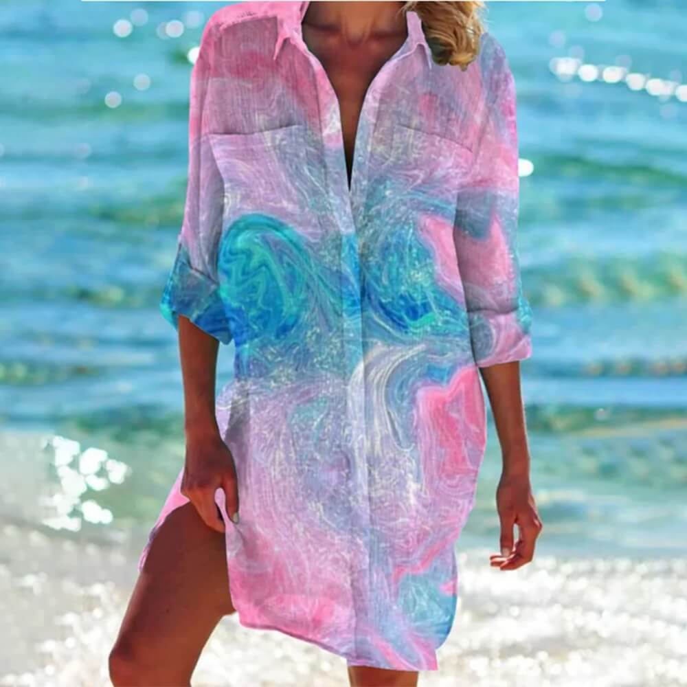 Longbluse Damen Elegant – Lässig, Lang Geschnitten, Ideal für Büro & Freizeit